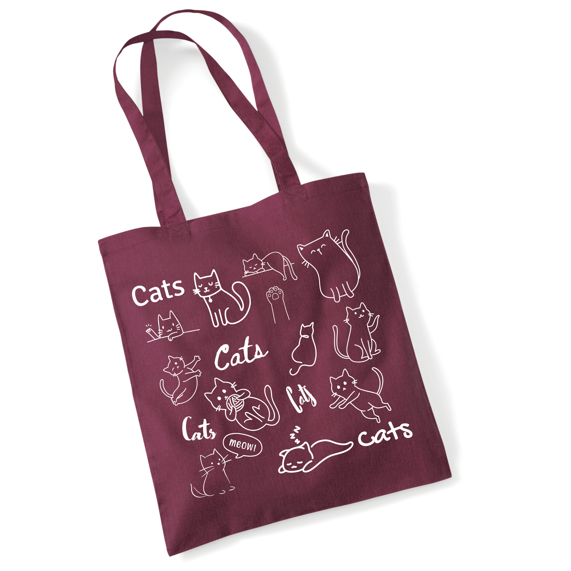Cat Doodle Tote Bag UK | Cotton Reusable Shopper | Cat Lover Gift