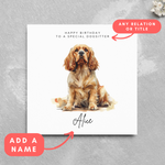 Load image into Gallery viewer, Personalised Cocker Spaniel Recipient Name Birthday Greeting Card
