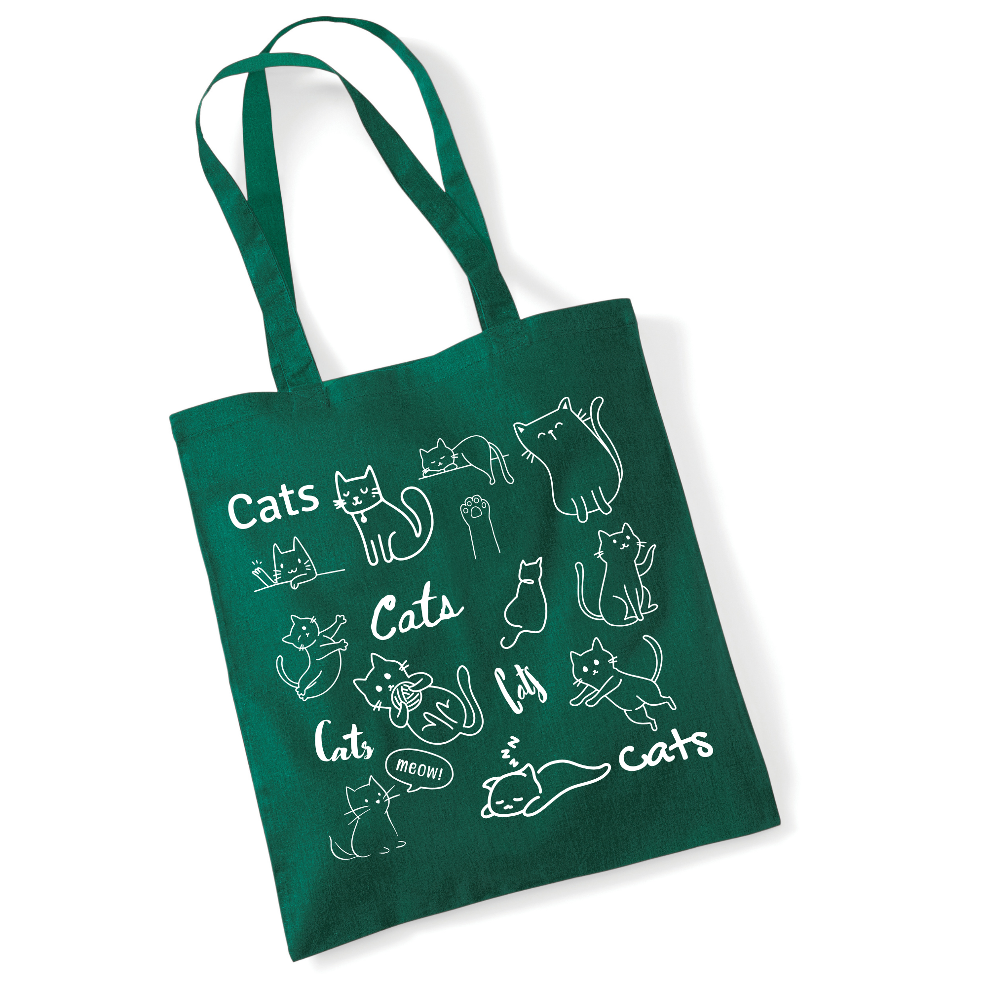 Cat Doodle Tote Bag UK | Cotton Reusable Shopper | Cat Lover Gift