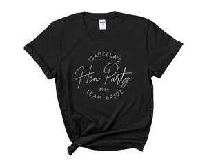 Personalised Bride Team Bride Hen Party T-Shirts A4