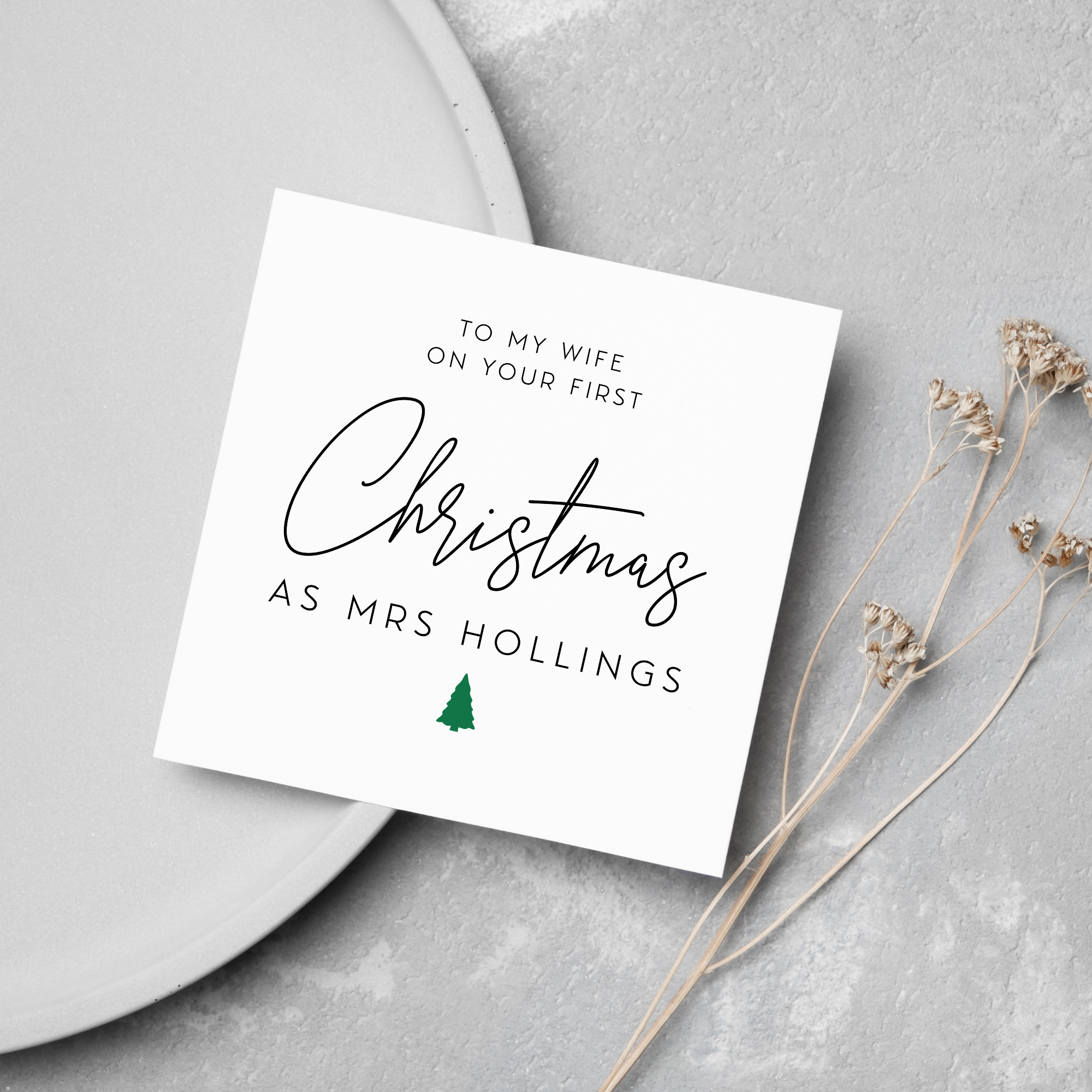 Wife First Christmas As Mrs Personalised New Surname Greeting Card