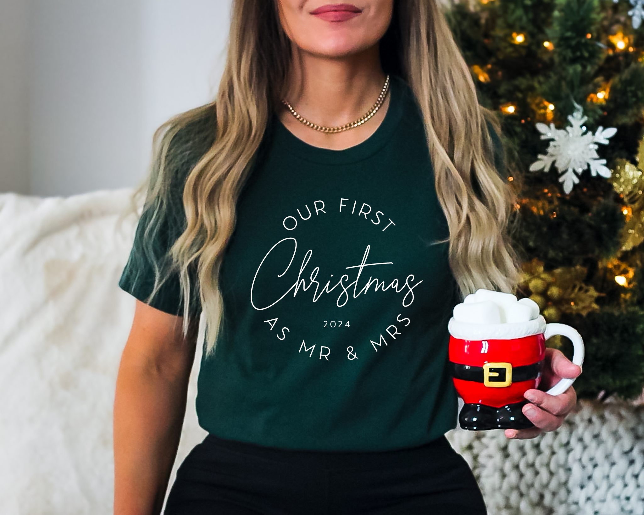 First Christmas As Mr & Mrs 2025 Unisex T-Shirt Couples