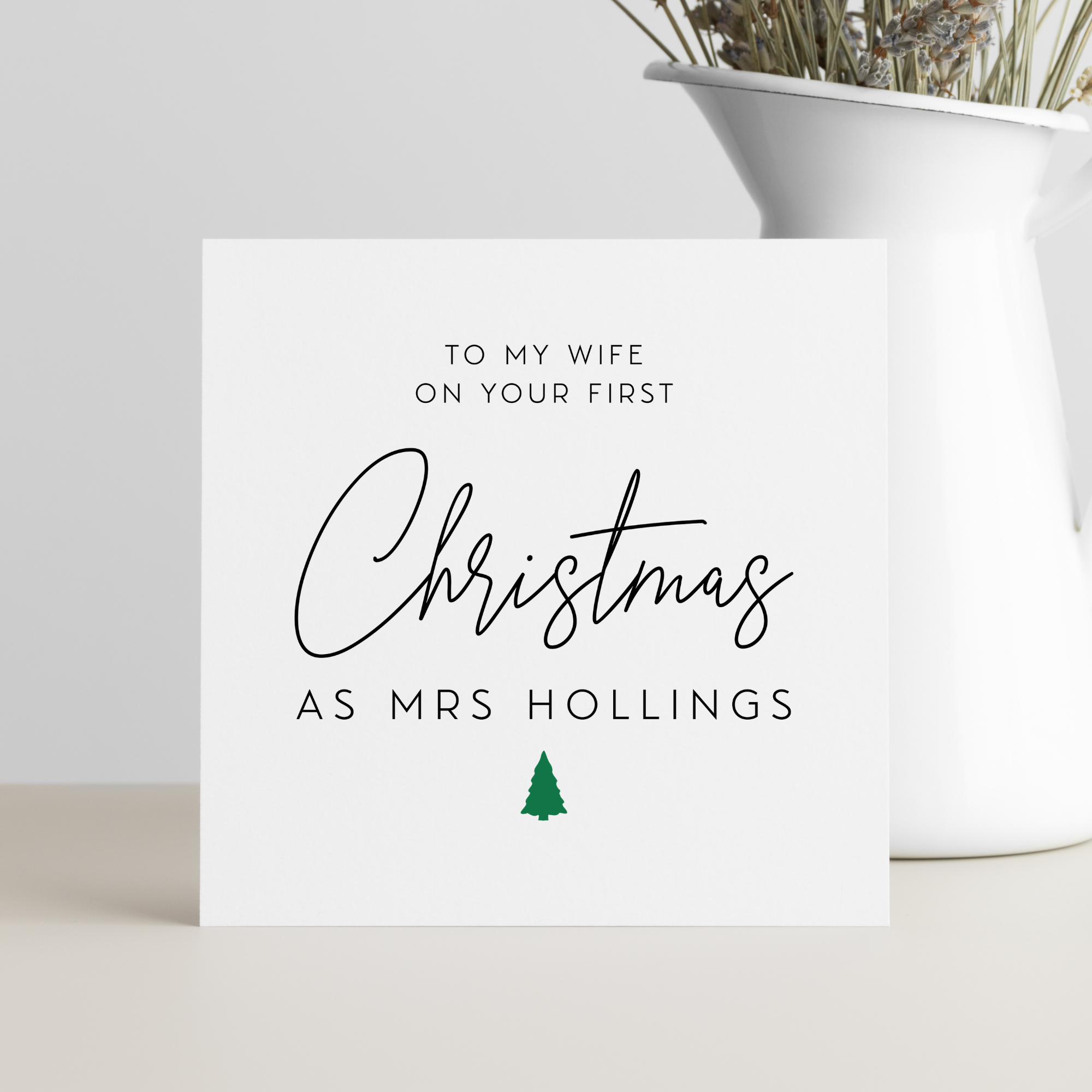 Wife First Christmas As Mrs Personalised New Surname Greeting Card