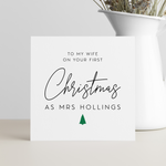 Load image into Gallery viewer, Wife First Christmas As Mrs Personalised New Surname Greeting Card
