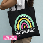 Load image into Gallery viewer, Personalised Teacher Tote – Rainbow Custom Name Appreciation Gift – End of Term or Back to School
