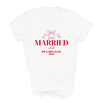 Load image into Gallery viewer, Just Married Club Personalised T-Shirt, Matching Newlywed Couple Honeymoon Tee
