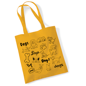 Dog Doodle Tote Bag UK | Cotton Reusable Shopper | Dog Lover Gift