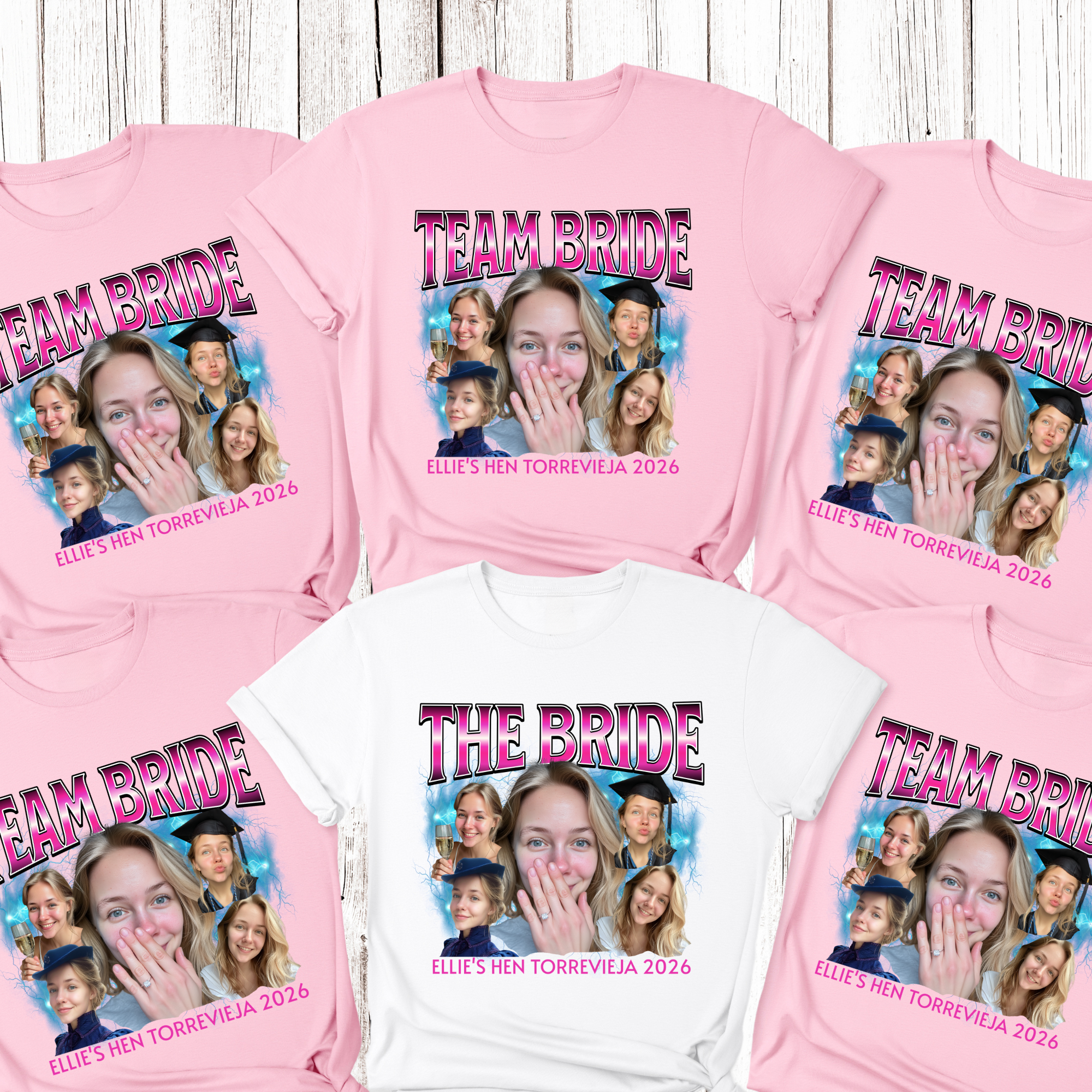 Personalised Hen Party T Shirts Custom Bride & Team Bride Tops with Photo