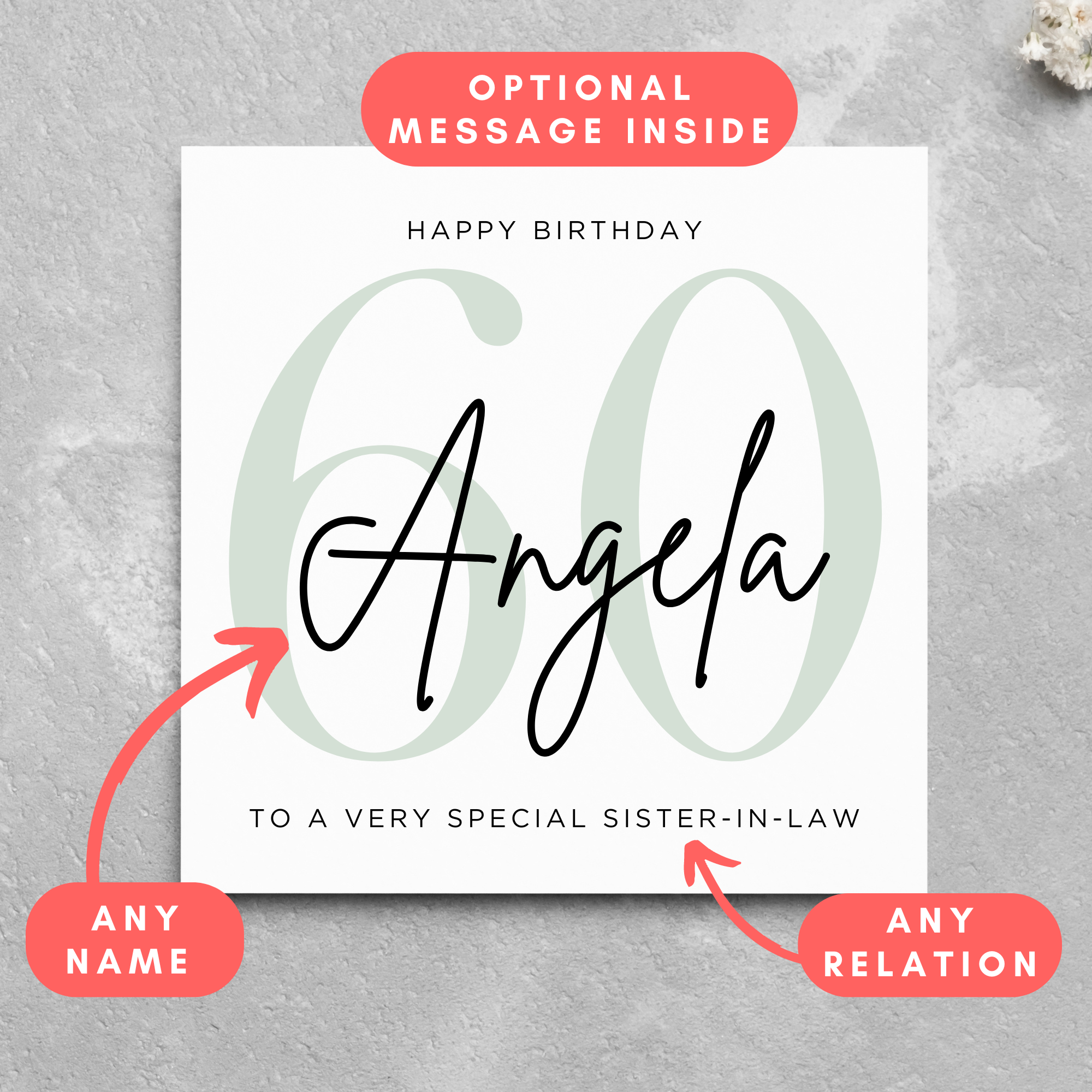 Personalised 60th Birthday Card Name Card