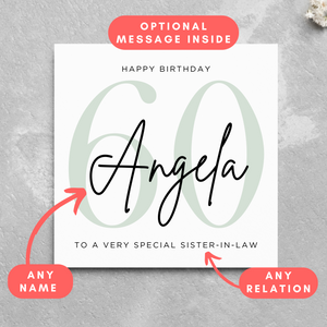 Personalised 60th Birthday Card Name Card