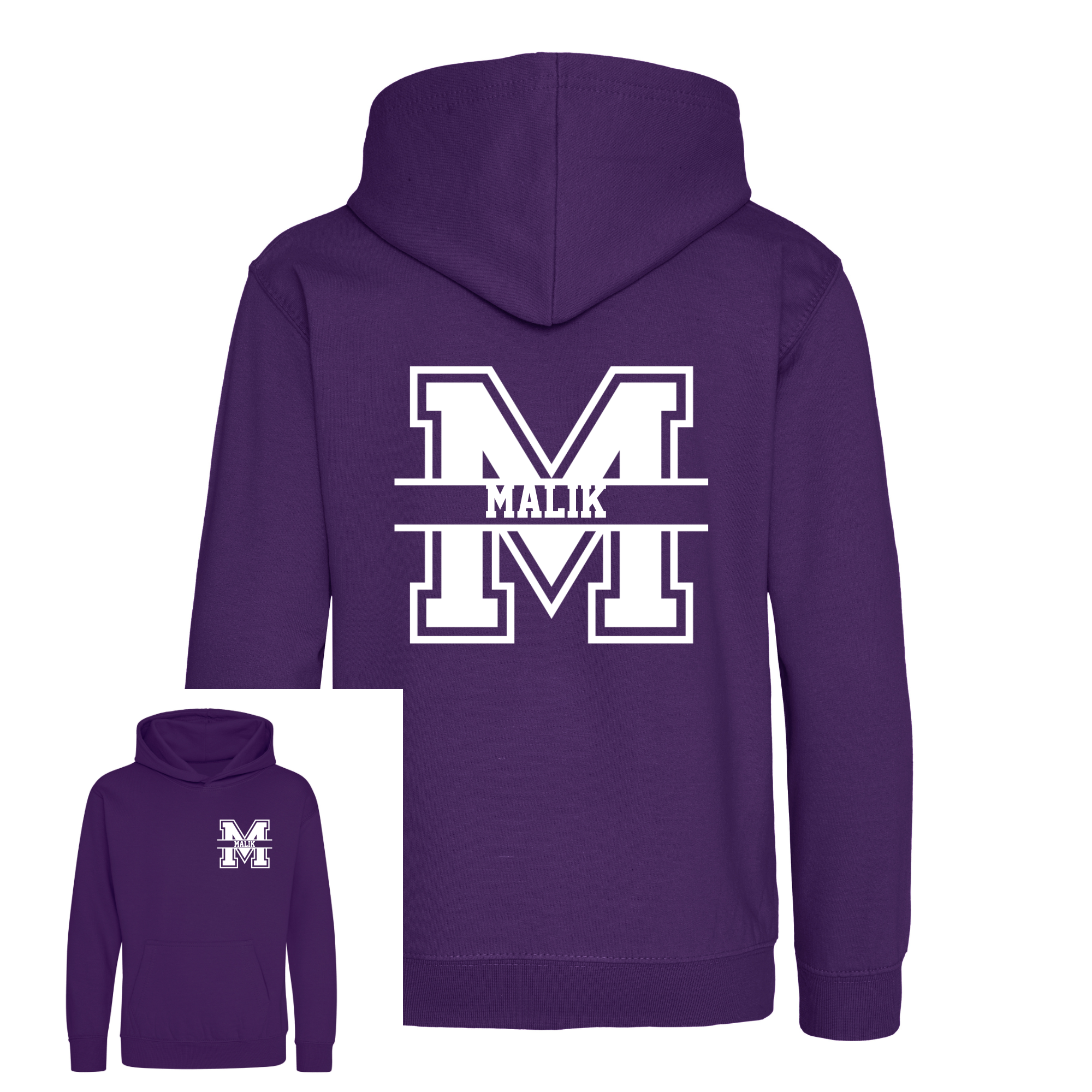 Kids Personalised Sport Hoodie Team Kit NAME & INITIAL Split Initial