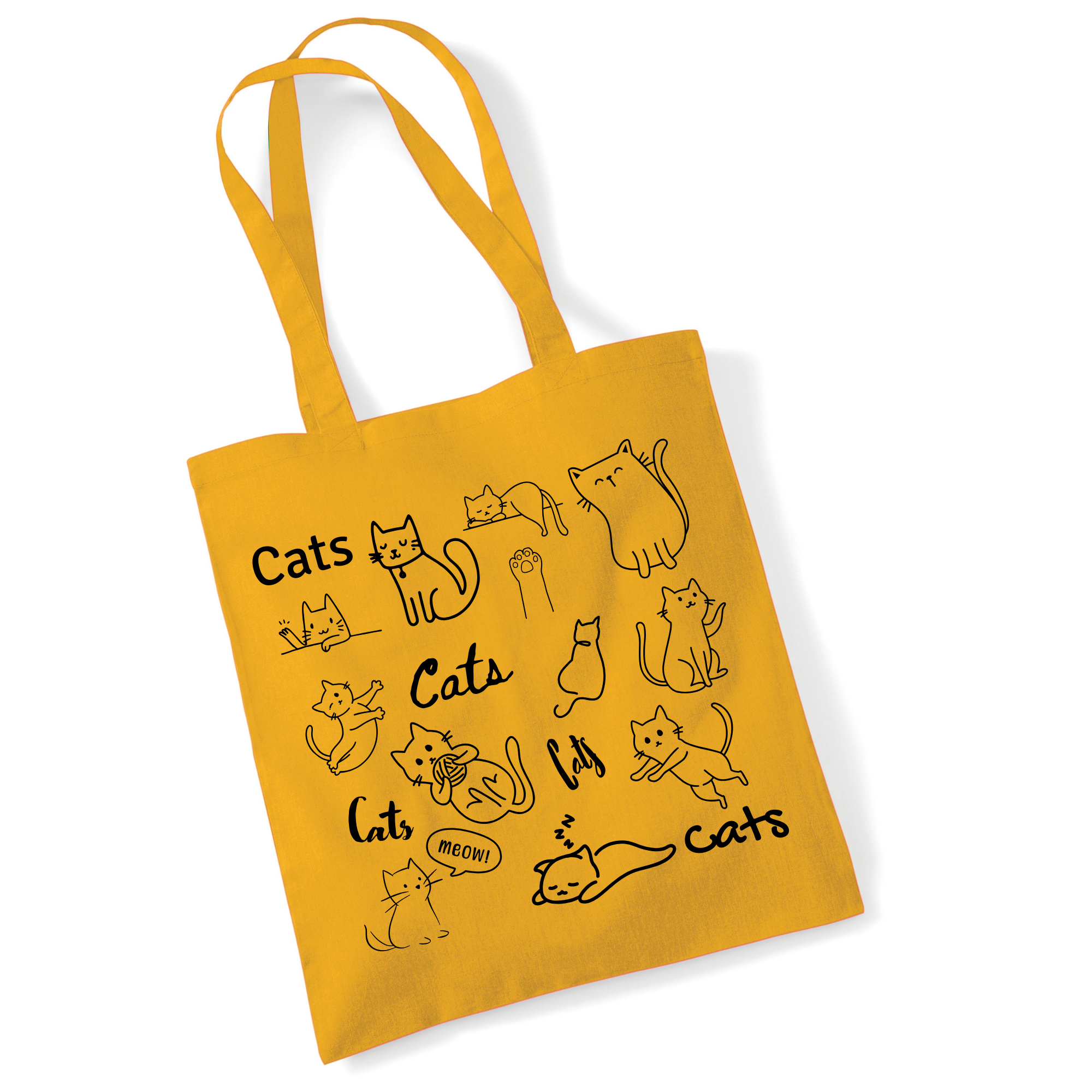Cat Doodle Tote Bag UK | Cotton Reusable Shopper | Cat Lover Gift