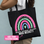 Load image into Gallery viewer, Personalised Teacher Tote Bag – Custom Name Rainbow Gift – Dream Big Teach Boldly
