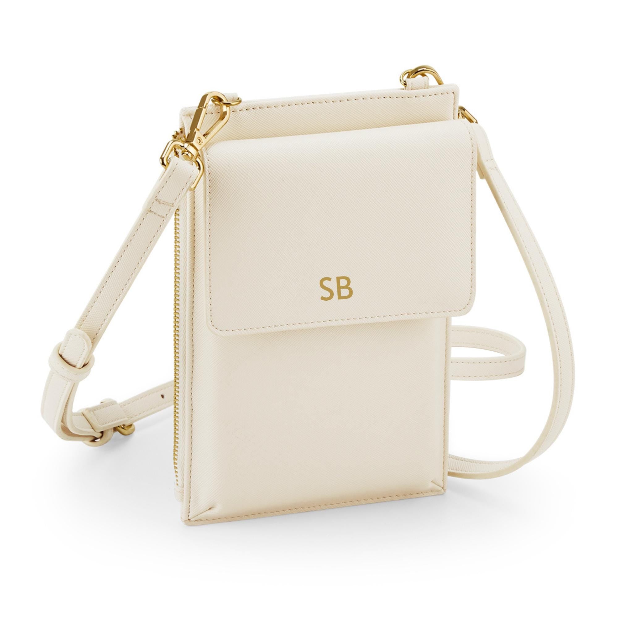 Personalised Initials Faux Leather Crossbody Phone Pouch Bag