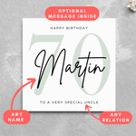 Load image into Gallery viewer, Personalised 70th Birthday Card Name Card
