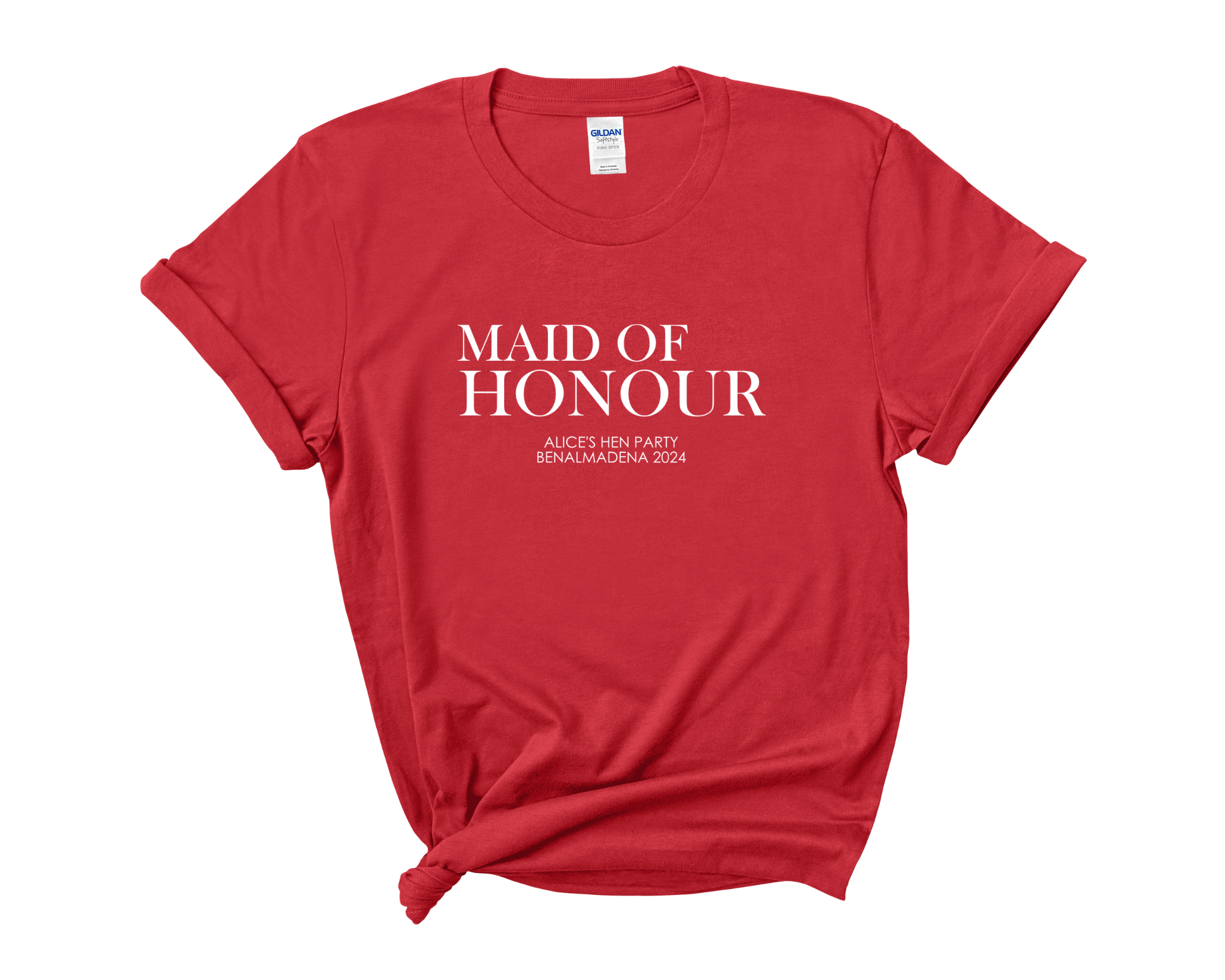 Custom Personalised Hen Party T shirts Bridal Role Red
