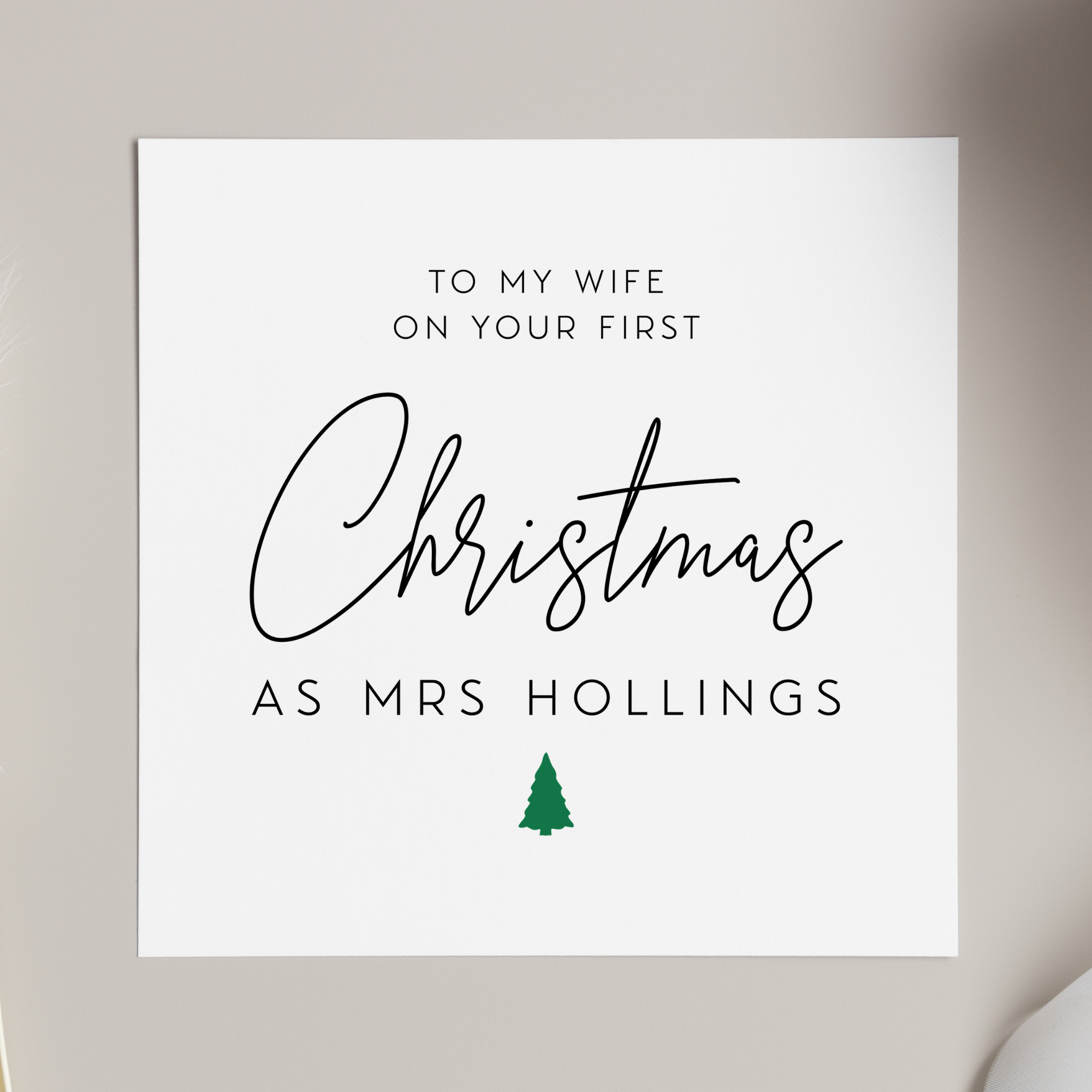 Wife First Christmas As Mrs Personalised New Surname Greeting Card