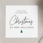 Load image into Gallery viewer, Wife First Christmas As Mrs Personalised New Surname Greeting Card
