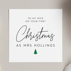 Wife First Christmas As Mrs Personalised New Surname Greeting Card