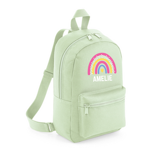 Personalised Rainbow Name Mini Backpack – 12 Colours