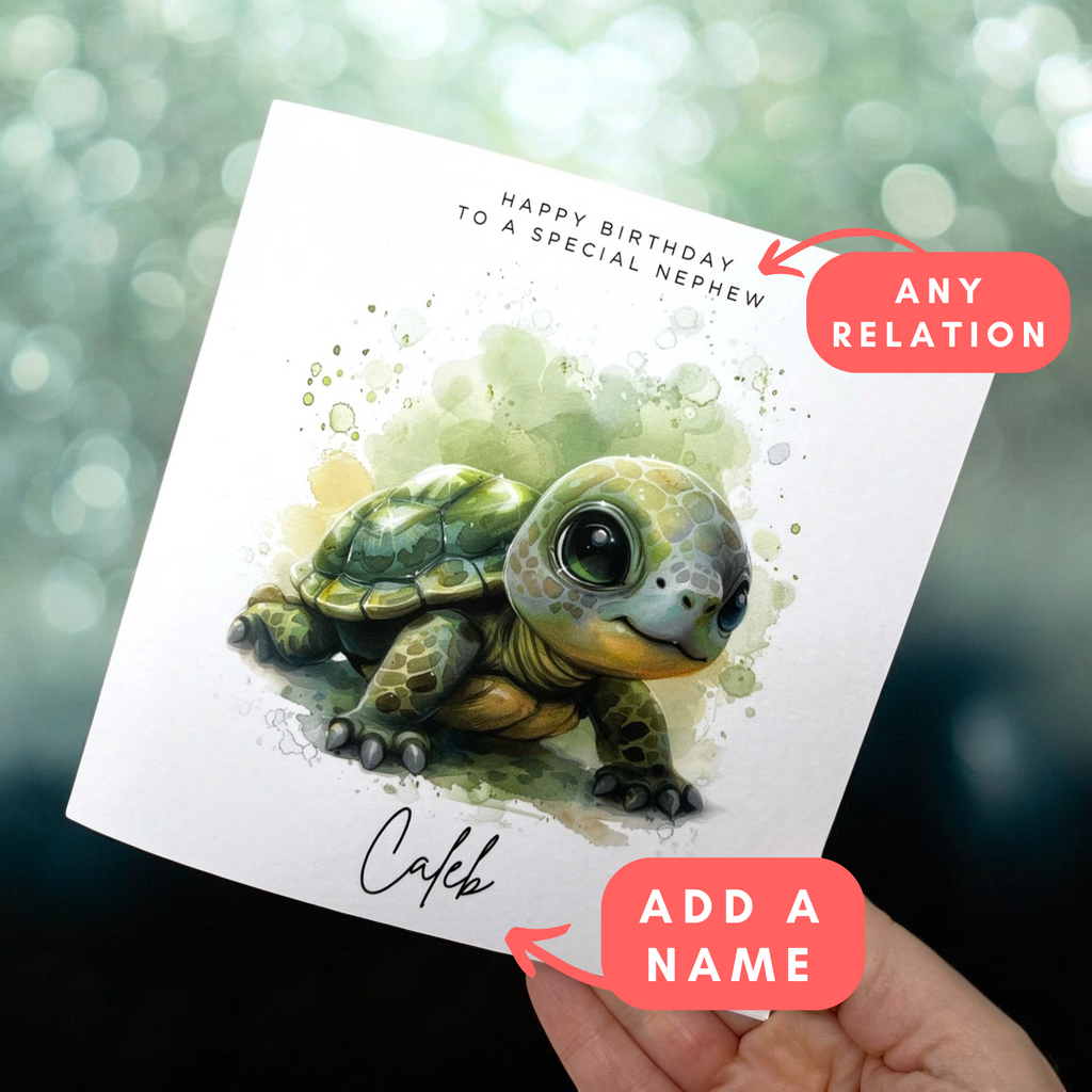 a hand holding a card with a picture of a turtle