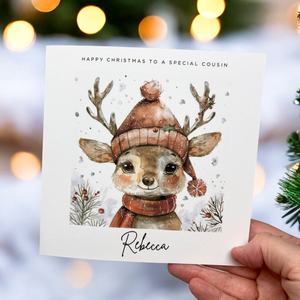 Personalised Reindeer Christmas Card Greeting Card