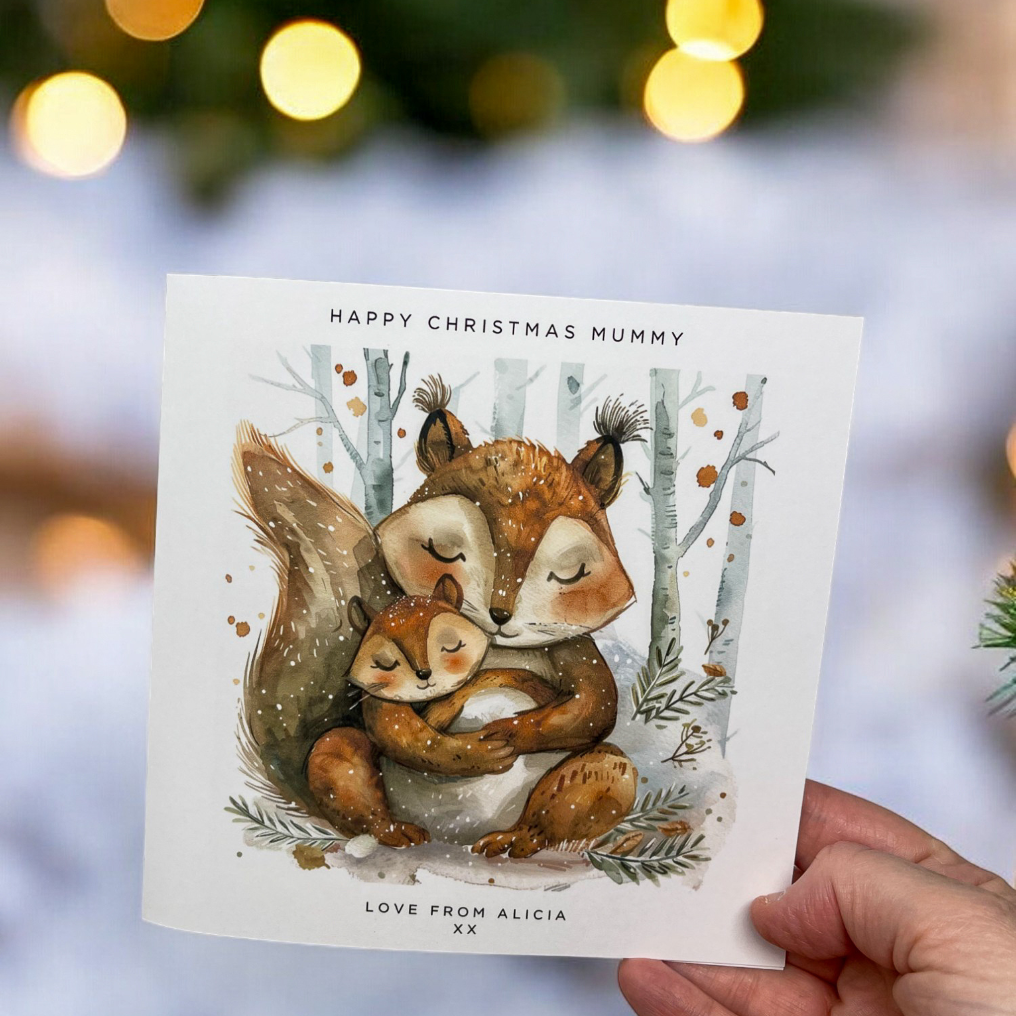 Personalised Squirrel Mummy Christmas Card From Child Children