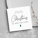 Load image into Gallery viewer, Wife First Christmas As Mrs Personalised New Surname Greeting Card
