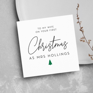 Wife First Christmas As Mrs Personalised New Surname Greeting Card