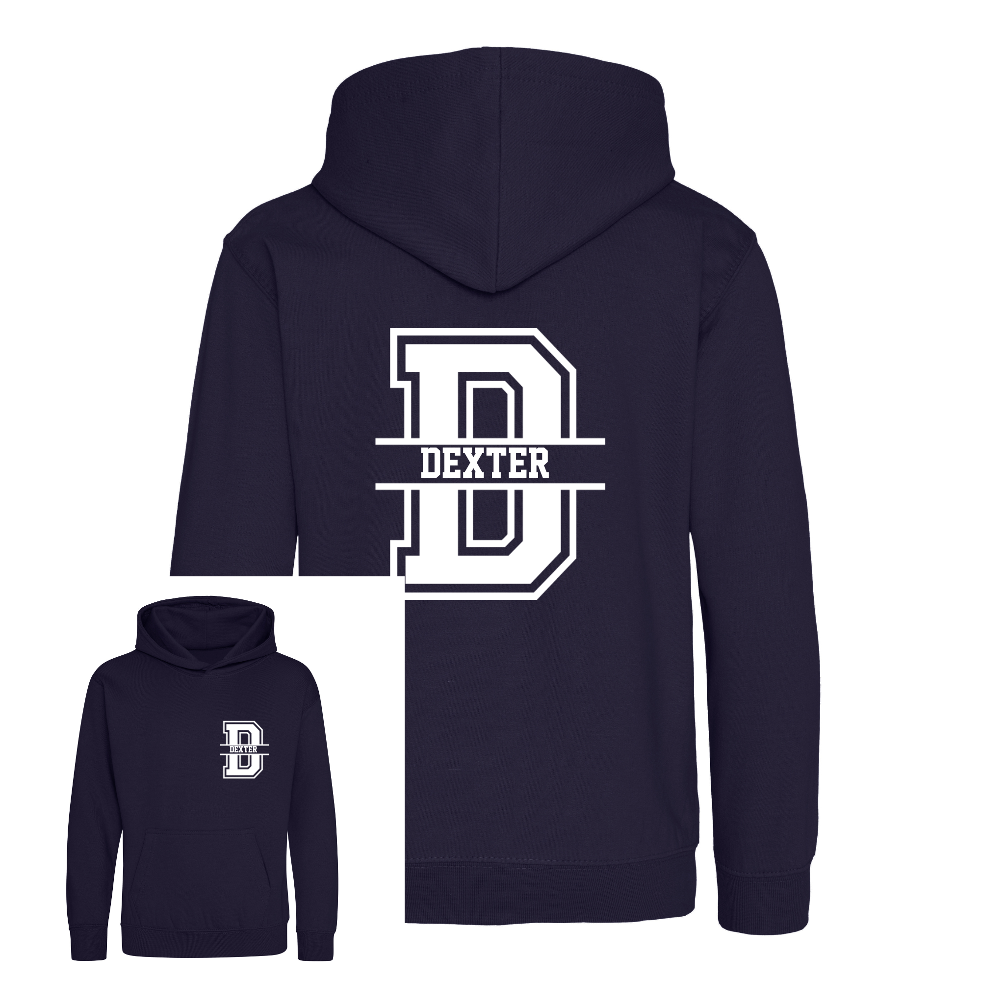 Kids Personalised Sport Hoodie Team Kit NAME & INITIAL Split Initial