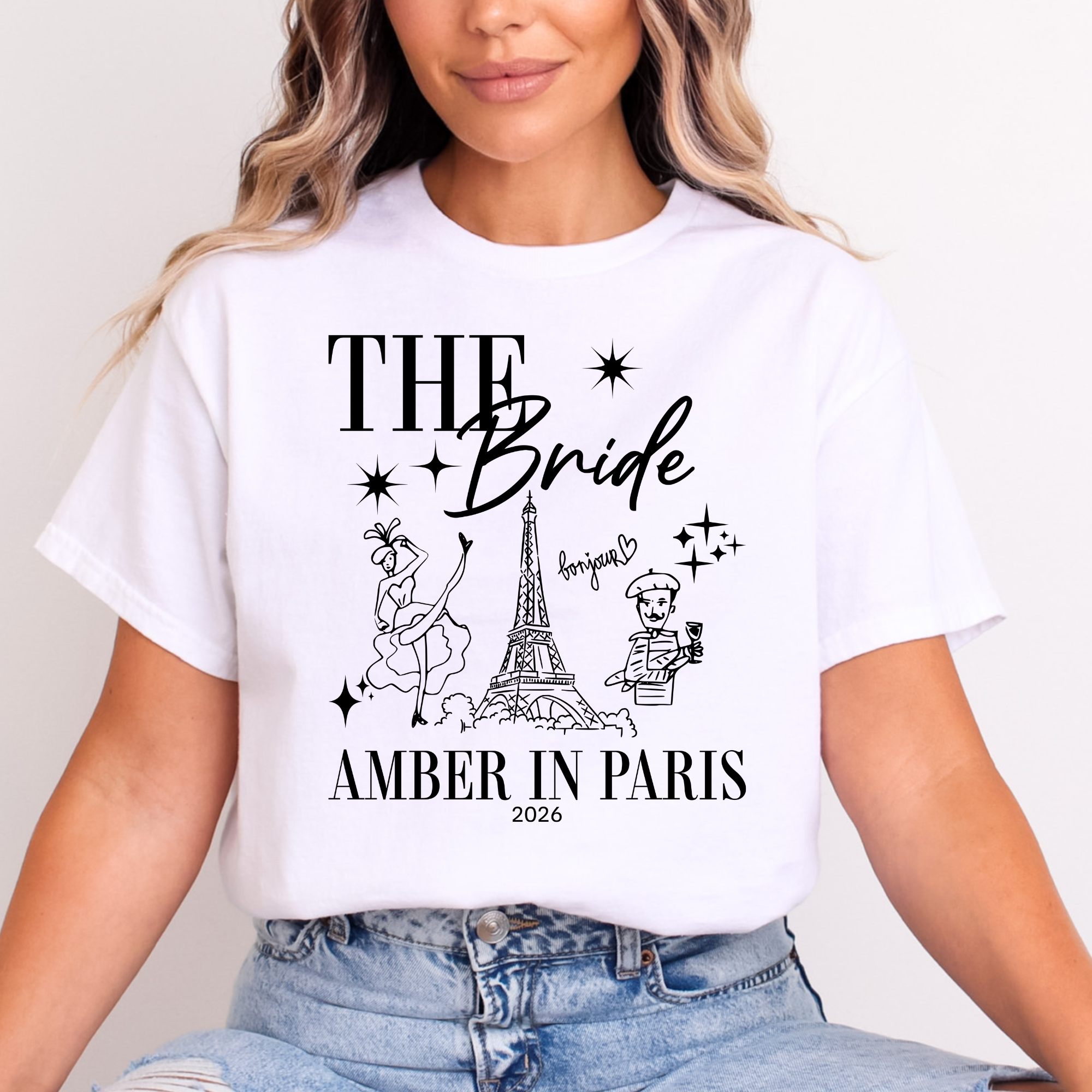Personalised 'In Paris' Hen Party T-Shirts - Mint