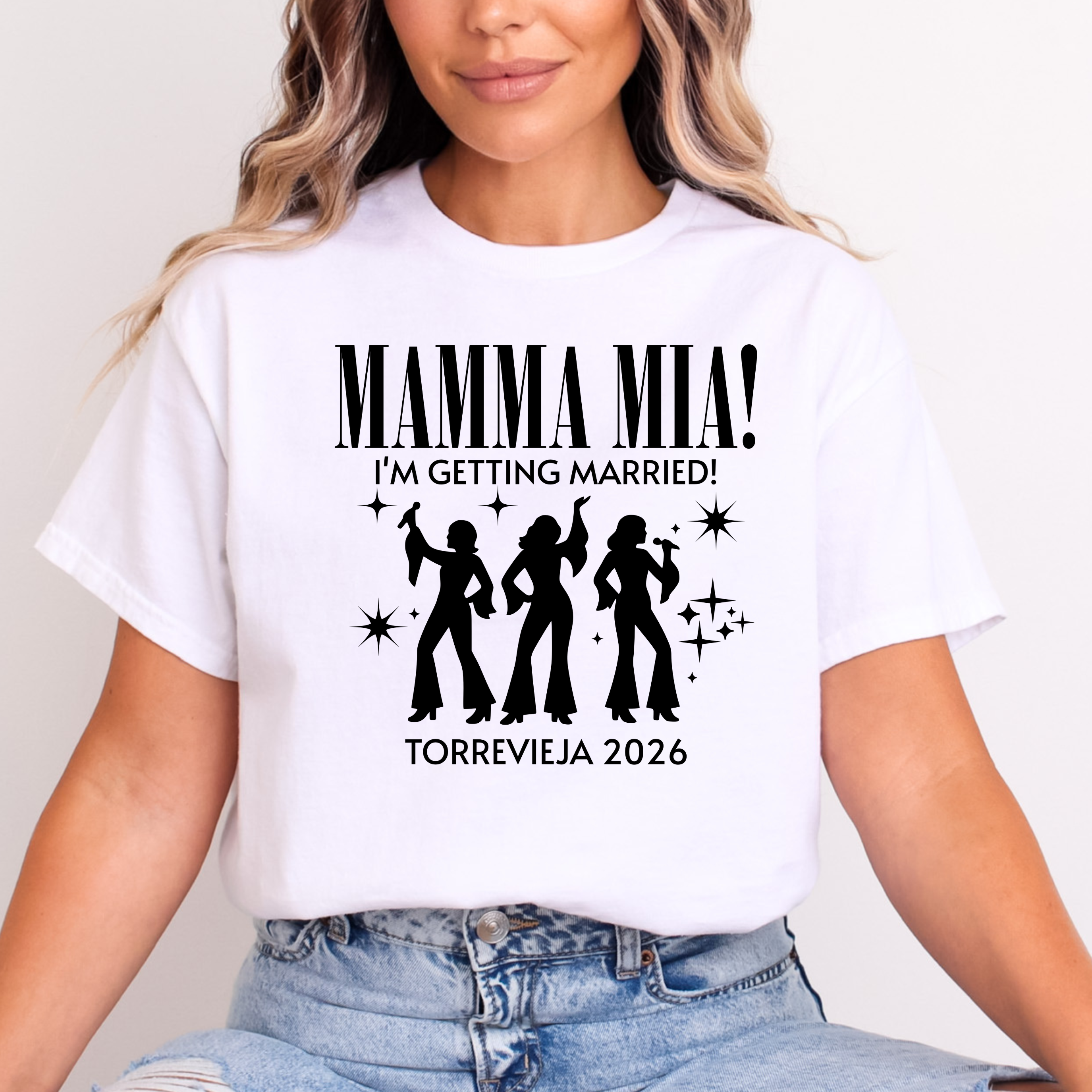 Personalised Hen Party Tshirts Mamma Mia Bridal Party Shirts (Sand)