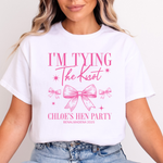 Load image into Gallery viewer, Personalised Hen Party T shirts Tying The Knot Bridal Party Shirts (Azalea)
