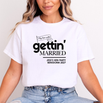 Load image into Gallery viewer, Gettin' Married Gettin' Rowdy Last Rodeo Personalised Hen Party T-Shirt Black
