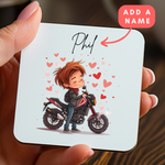 Load image into Gallery viewer, Personalised Name Motorbike Lightweight Hardboard Coaster
