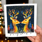 Load image into Gallery viewer, Rainbow Deer Christmas Card Same-Sex Christmas Card
