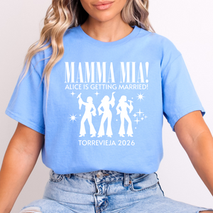 Personalised Hen Party Tshirts Mamma Mia Bridal Party Shirts (Blue)