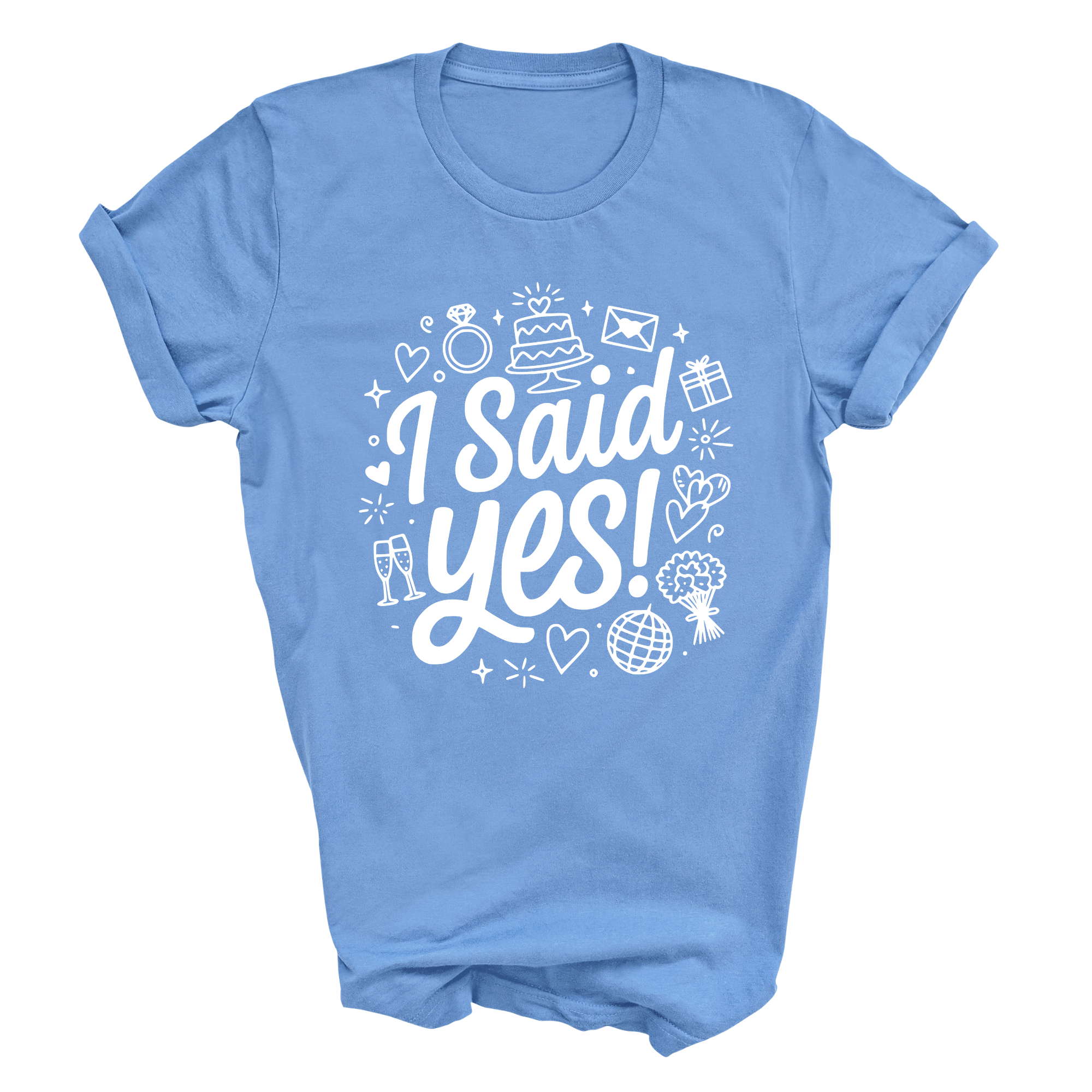 I Said Yes Adult Engagement T-Shirt Bride To Be Doodle Design Engaged Tee