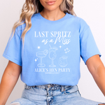 Load image into Gallery viewer, Last Spritz As A Miss Personalised Hen Party T-Shirts Blue
