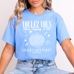 Load image into Gallery viewer, Personalised Hen Party Tshirts Disco Voulez Vous Saying I Do Bridal Party Shirts (Blue)
