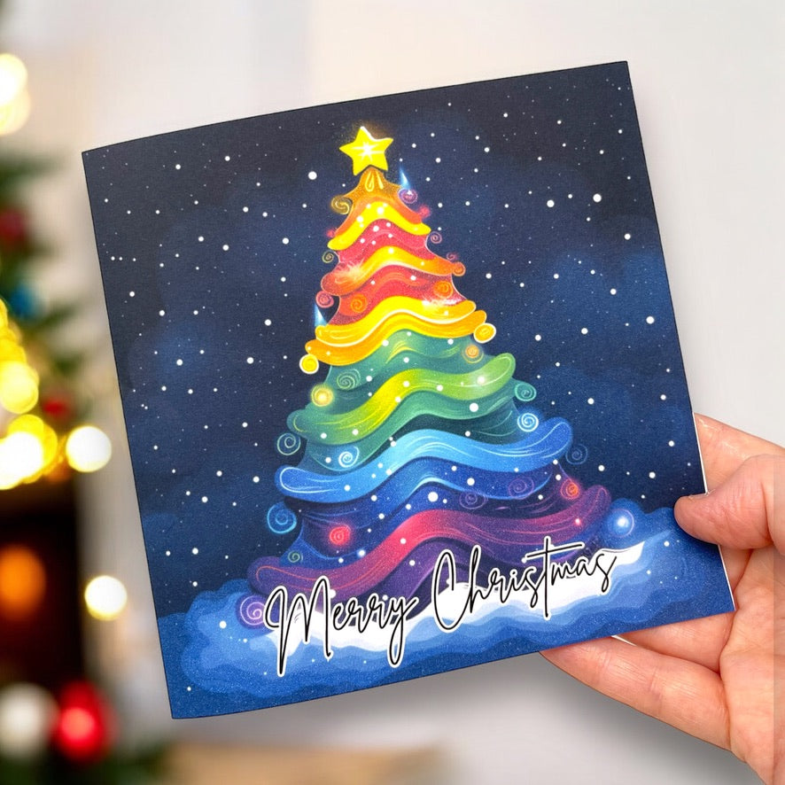 Rainbow Tree Christmas Card, Inclusive Card, Queer Card Pride, LGBTQIA+