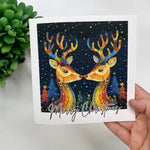 Load image into Gallery viewer, Rainbow Deer Christmas Card Same-Sex Christmas Card
