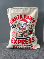 Load image into Gallery viewer, Personalised Dog Christmas Sack – Custom Name Recycled Cotton Gift Bag
