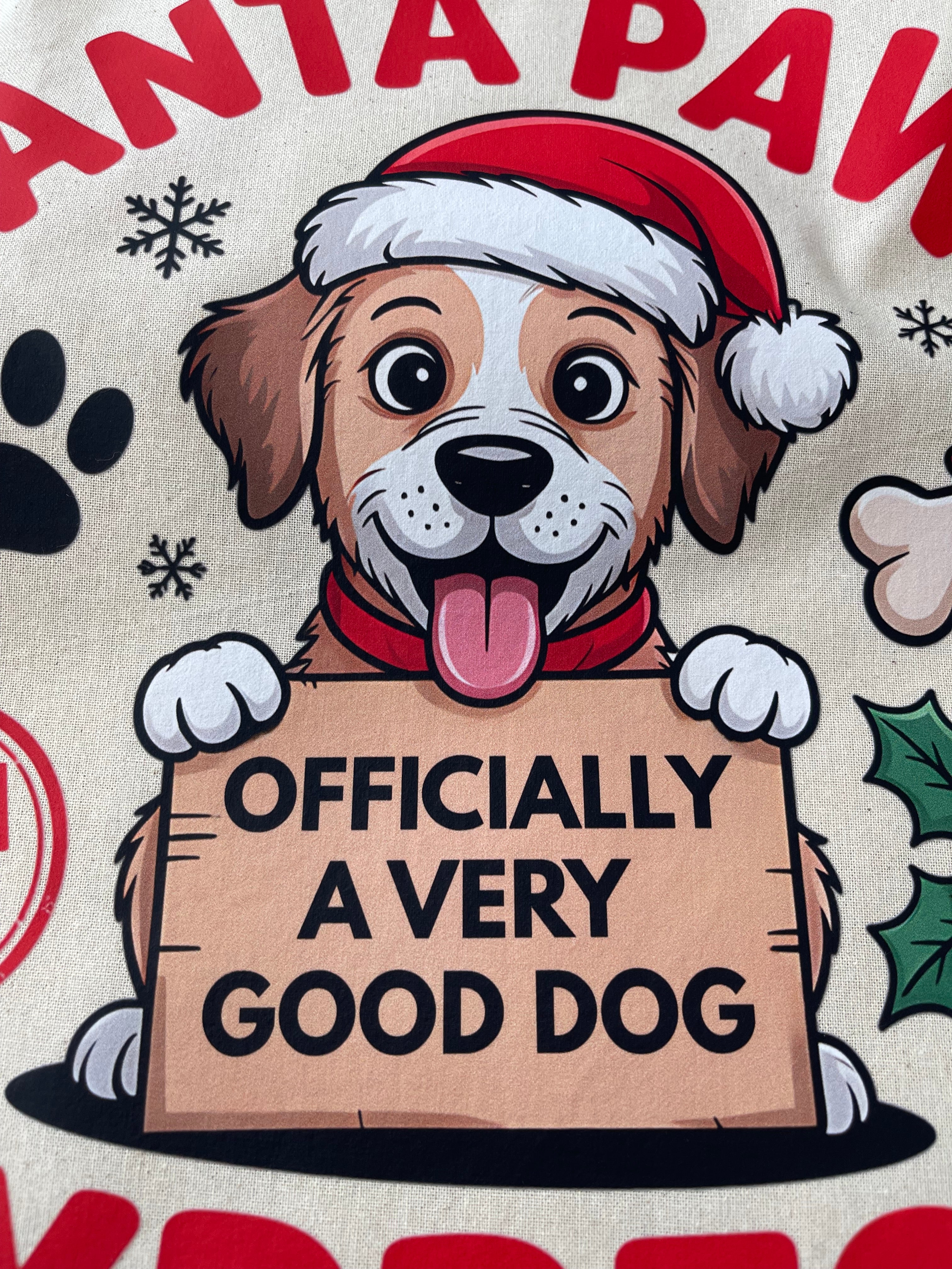 Personalised Dog Christmas Sack – Custom Name Recycled Cotton Gift Bag