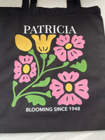 Load image into Gallery viewer, Personalised Birthday Tote Bag, Blooming Since Birth Year Gift, Floral Name Bag
