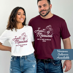 Load image into Gallery viewer, Just Married Personalised T-Shirts, Matching Newlywed Couple Honeymoon Tees
