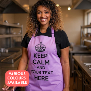 Personalised Keep Calm Bib Apron, Custom Text Apron