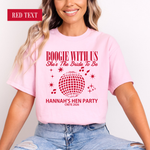 Load image into Gallery viewer, Boogie With Me I'm The Bride To Be Personalised Hen Party Shirts (Pink)
