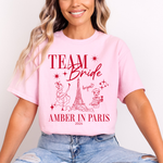Load image into Gallery viewer, Personalised &#39;In Paris&#39; Hen Party T-Shirts - Light Pink
