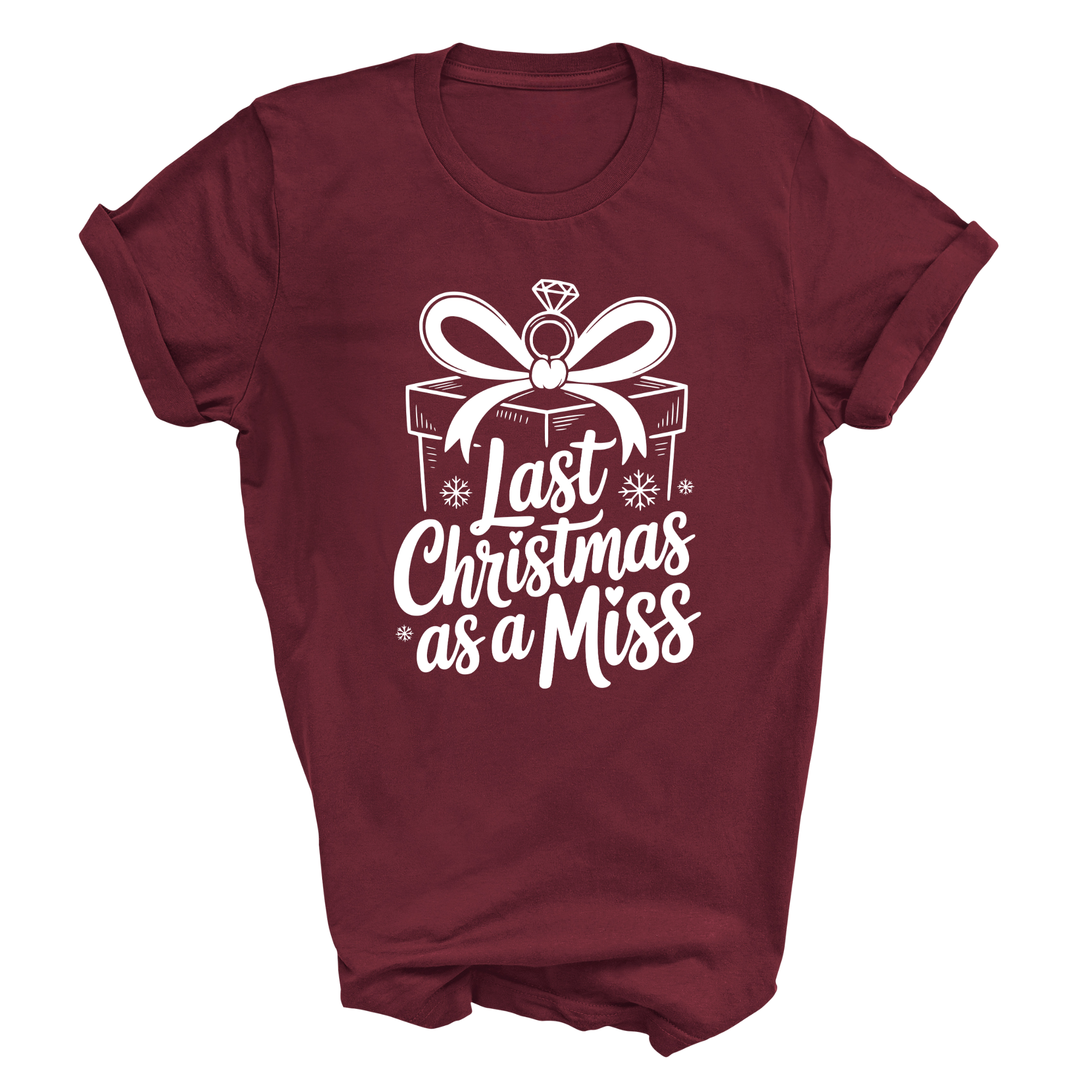 Last Christmas As A Miss T-Shirt Ladies Festive Bride-to-Be T-Shirt